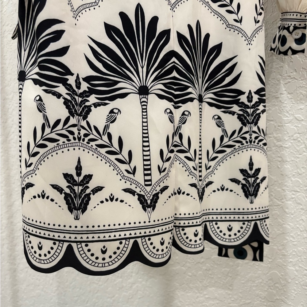 Commense Black and Cream Floral Long Sleeve Dress - Picture 6 of 8
